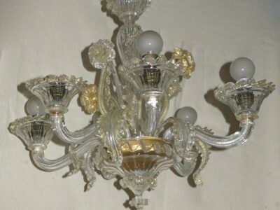 1900/20' Chandelier  Murano cristal and gold  with 6 lights arms