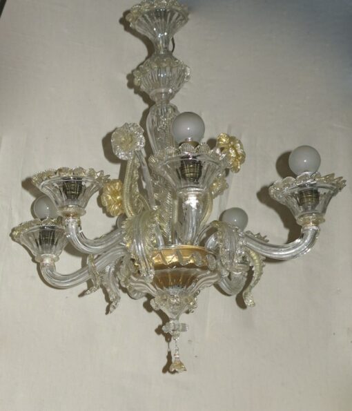 1900/20' Chandelier  Murano cristal and gold  with 6 lights arms