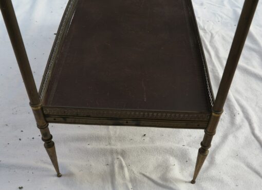1950/70' Shelf in brass with gallery Maison Bagués 2 tray with leather dark - Image 3