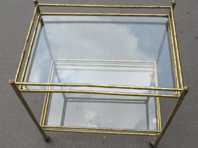 1970' Sideboard Golden Bronze Rolling Maison Bagués Decoration Bamboo