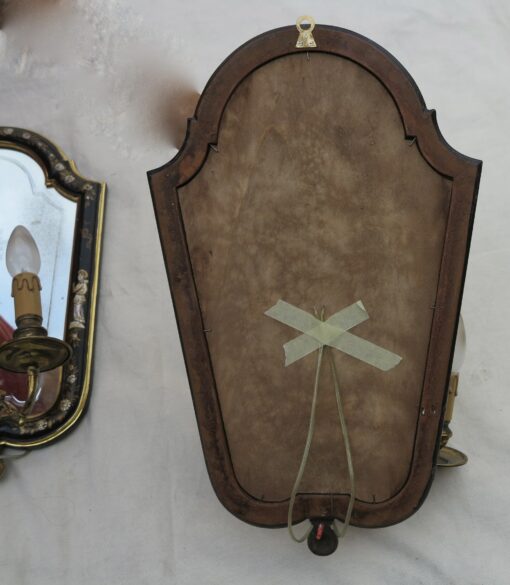 1950 ' Sconces Pair laqued wood chinese decor - Image 8