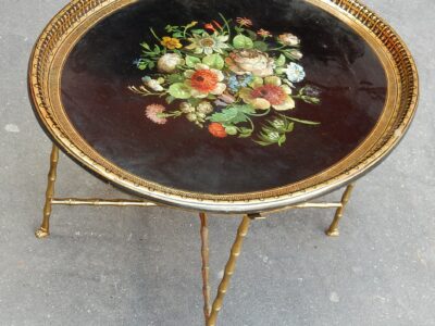 1950/70 Coffee Table Tray Lacquer of China Maison Bagués in Brass Bambou Deco Feet Claw