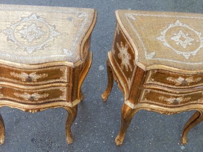 1950/70 Pair  Italian Side Bed Golden Wood