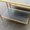 1970' Paire d’Étagères ou Similaires en Bronze Maison Baguès et 2 Plateaux Gainés de Cuir Noir 64 x 37 cm – Image 6