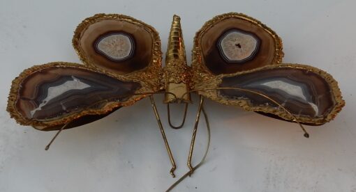 1970' Applique Papillon Signée Isabelle Faure Avec Ailes En Agates 51 X 63 CM – Image 5