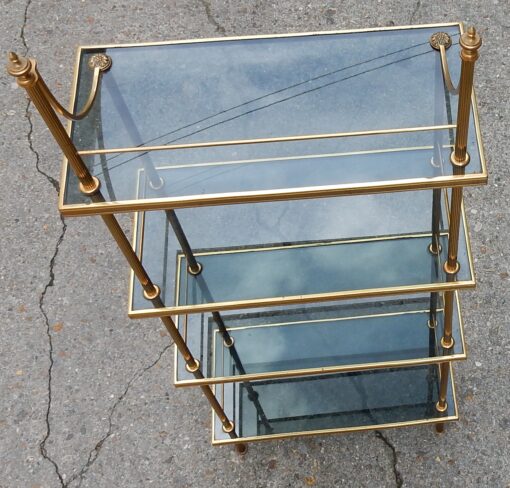 1970' Etagere A 4 Niveaux  En Bronze Maison Bagués Avec Frontispice – Image 6