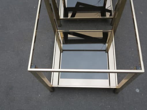 1970/80' Pair  of end of sofa   with tops in smoked frame mirror 50X 50 cm - Image 8