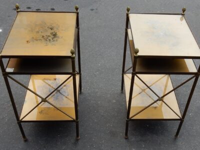 1950/70' Pair of Shelves has 3 Levels Maison Baguès with Crosses Flower