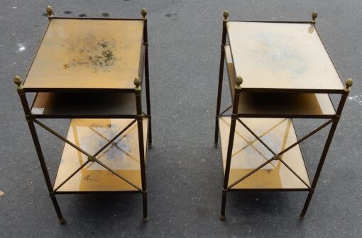 1950/70' Pair of Shelves has 3 Levels Maison Baguès with Crosses Flower