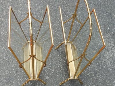 1950/70' Pair of Carry Newspaper Style Maison Baguès Bamboo Model in Polished Brass