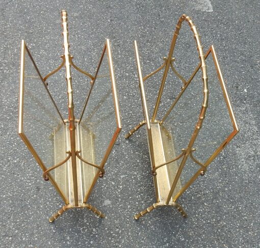 1950/70' Paire de Porte Revues Style Maison Baguès Modèle Bambou en Laiton Poli