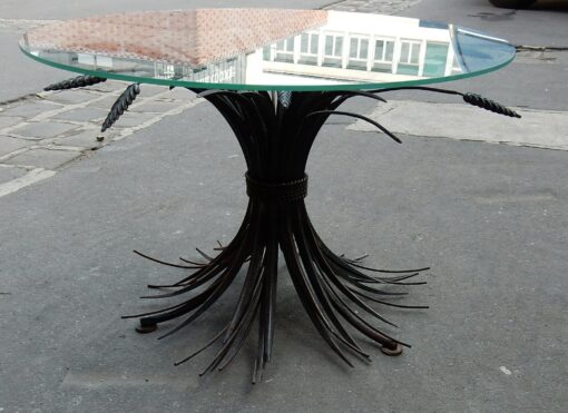 1970' Pedestal Table Pair or Pair of Coffee Table Sheaf of Wheat style Coco Chanel - Image 4