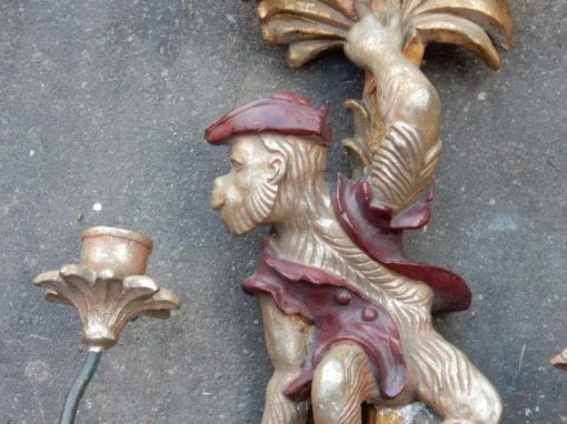 1970/80 ' Pair Of Wall lamps In Resin To the Monkeys Pirates - Image 7