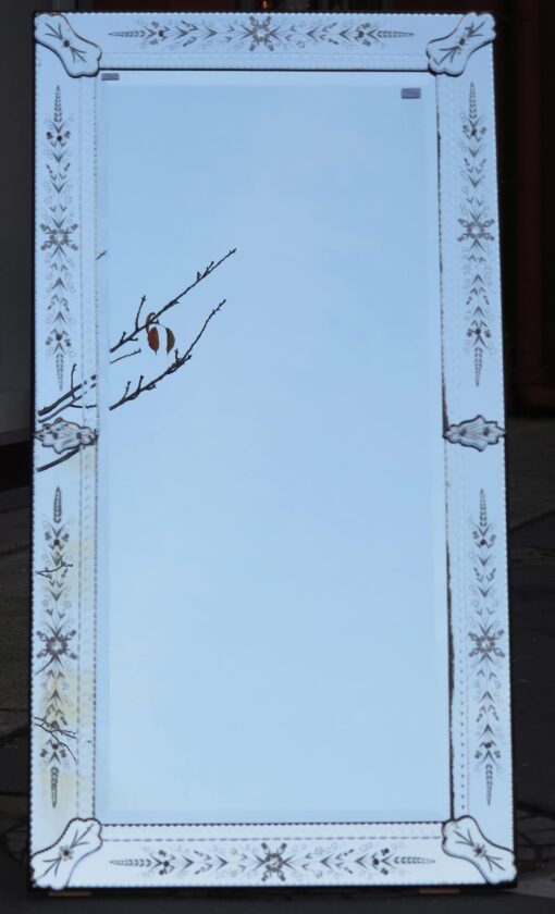 1900' Miroir Venise rectangulaire à Fleurs et Bulles 174 x 92 cm