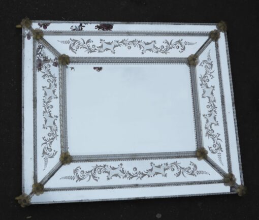 1950/70 Miroir Style Véronèse Rectangulaire Parecloses et Fleurs Dorées à l'Or – Image 6