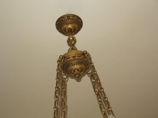 1900 ' Chandelier   in the style of empire bronze golden and green patina swan - Image 2