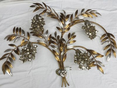 Wall lamp 4 lights in wisterias, flower of bottom silvered