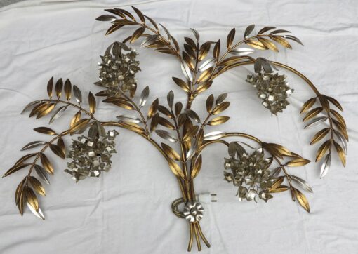 Wall lamp 4 lights in wisterias, flower of bottom silvered