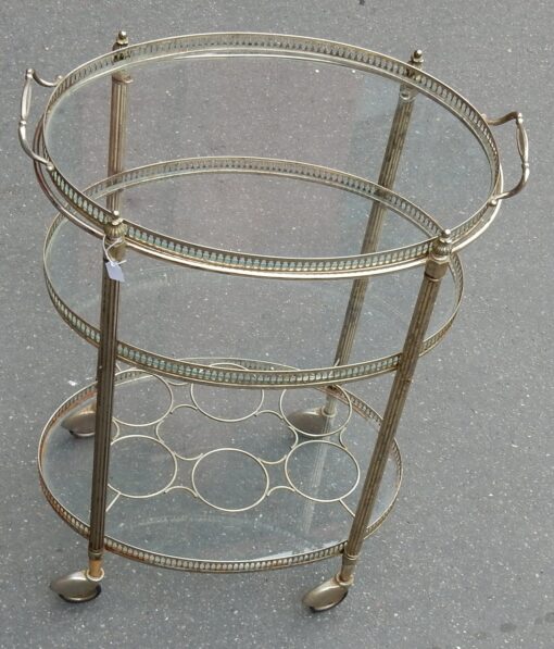 1950/70 Rolling Bar Silvered Brass Maison Bagués 3 Levels - Image 2