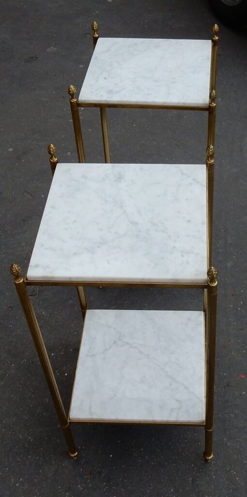 1950/70' Pair of Shelves has 3 levels Maison Bagués With White Marble 33 X 33 cm - Image 5