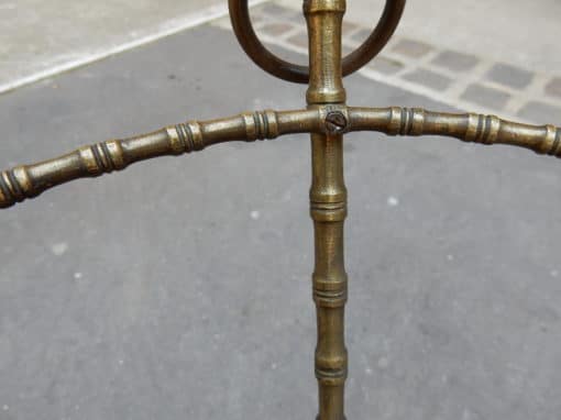 1880 'Pedestal Tripod Decor Bamboo Brass with Green Marble Veined Tray In The Style of Giroux - Image 5
