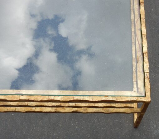 1970' Cofee Table Forged Iron Gilted Sheet Of Gold 130 X 130 cm - Image 6
