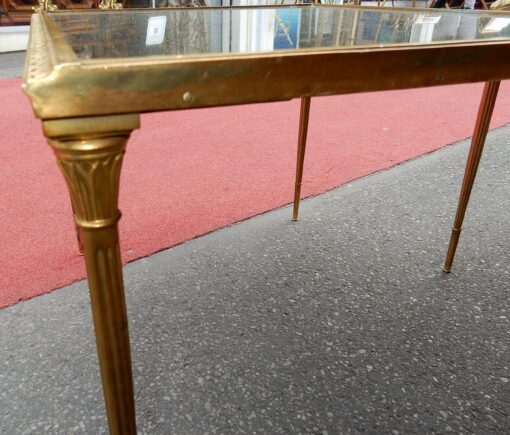 1970's Maison Charles Golden Brass Tripartite Table With Oxyded Mirror Trays - Image 4