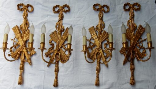 1950/70' 2 Pair of Sconces to The Golden Wood and Golden Iron - Image 2