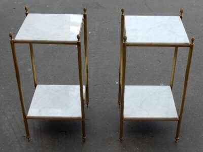 1950/70' Pair of Shelves has 3 levels Maison Bagués With White Marble 33 X 33 cm