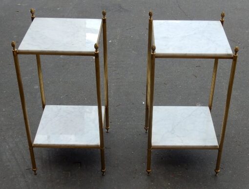 1950/70' Pair of Shelves has 3 levels Maison Bagués With White Marble 33 X 33 cm