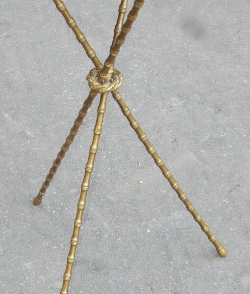 1880 'Pedestal Tripod Decor Bamboo Brass with Green Marble Veined Tray In The Style of Giroux - Image 8