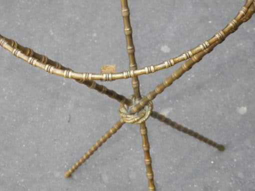 1880 'Pedestal Tripod Decor Bamboo Brass with Green Marble Veined Tray In The Style of Giroux - Image 3