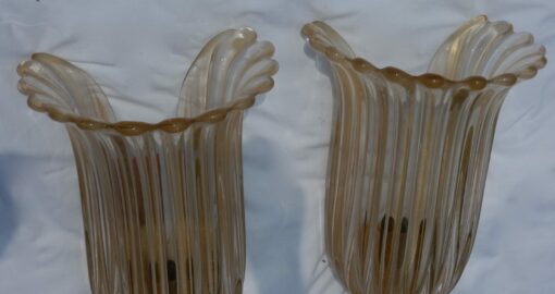 1970' Murano Sconces Pair By Archiméde Seguso - Image 5
