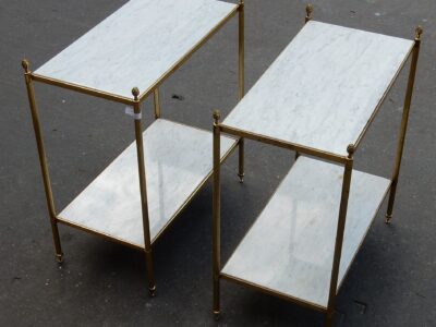 1950/70' Pair of Shelves has 2 levels Maison Bagués With White Marble 33 X 61 cm