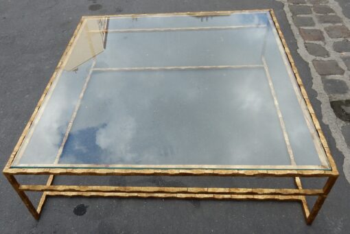1970' Cofee Table Forged Iron Gilted Sheet Of Gold 130 X 130 cm - Image 5