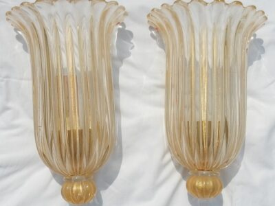 1970' Murano Sconces Pair By Archiméde Seguso