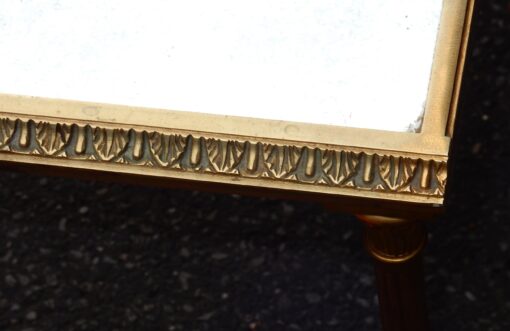 1970's Maison Charles Golden Brass Tripartite Table With Oxyded Mirror Trays - Image 3