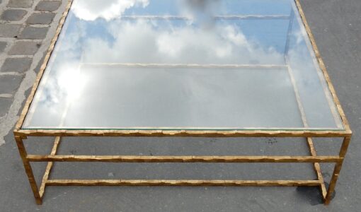 1970' Cofee Table Forged Iron Gilted Sheet Of Gold 130 X 130 cm - Image 7