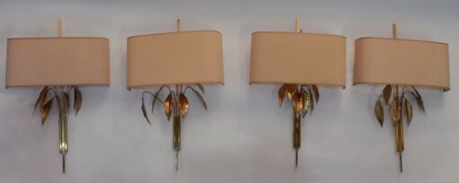 1970 ' 4 Wall Lamp  Maison Charles to the Foliages of Laurel