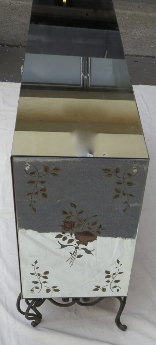 1950/70 Pair Of  Sideboard Mirror With Eglomisées Flowers - Image 2