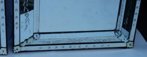 1950's Pair of Venetian Mirrors with Floral Decor and Pediment - Image 7