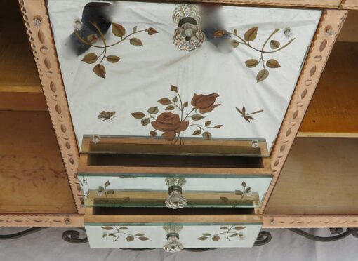 1950/70 Pair Of  Sideboard Mirror With Eglomisées Flowers - Image 6