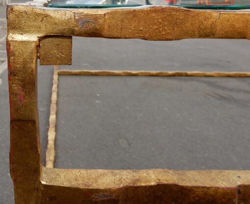 1970' Cofee Table Forged Iron Gilted Sheet Of Gold 130 X 130 cm - Image 3