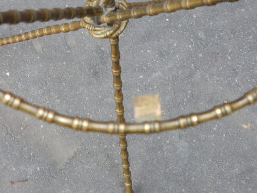 1880 'Pedestal Tripod Decor Bamboo Brass with Green Marble Veined Tray In The Style of Giroux - Image 2