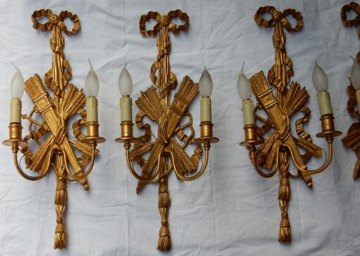 1950/70' 2 Pair of Sconces to The Golden Wood and Golden Iron - Image 4