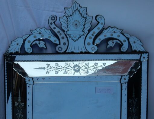 1950's Venetian Mirror With a Floral Decor and with Bubbles - Image 5