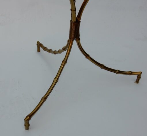 1970's Baguès Bamboo Pedestal Table In Brass with Top In Glass - Image 2