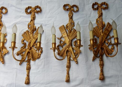 1950/70' 2 Pair of Sconces to The Golden Wood and Golden Iron - Image 5