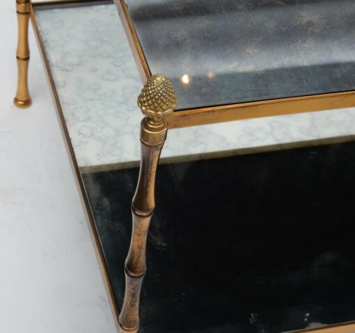 1970's Maison Baguès Brass Bamboo Table With Oxyded Mirror - Image 5