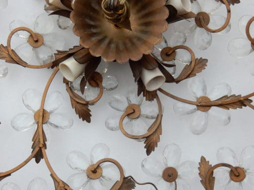 1970' Ceiling Light or Wall Lamp with Flowers and Leaves in the Style of Maison Bagués With Leaves - Image 5